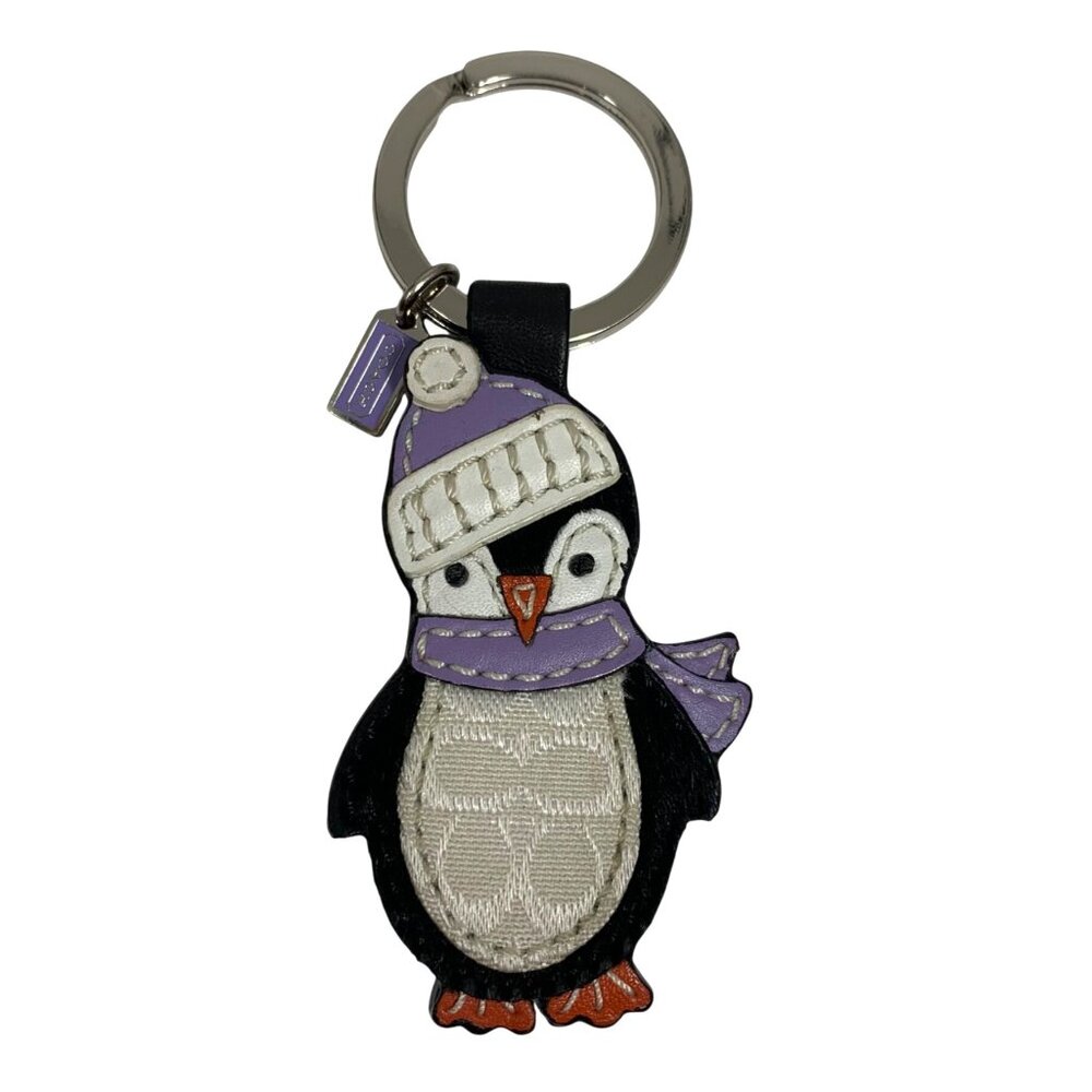 Coach Penguin Leather Keyring Charm Keychain Fob Lilac/Purple